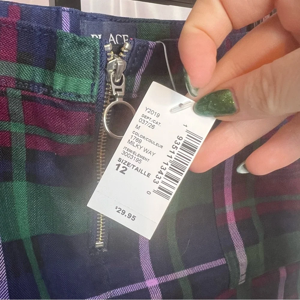 The Children’s Place Plaid Twill Zip Skirt, size 12 NWT
